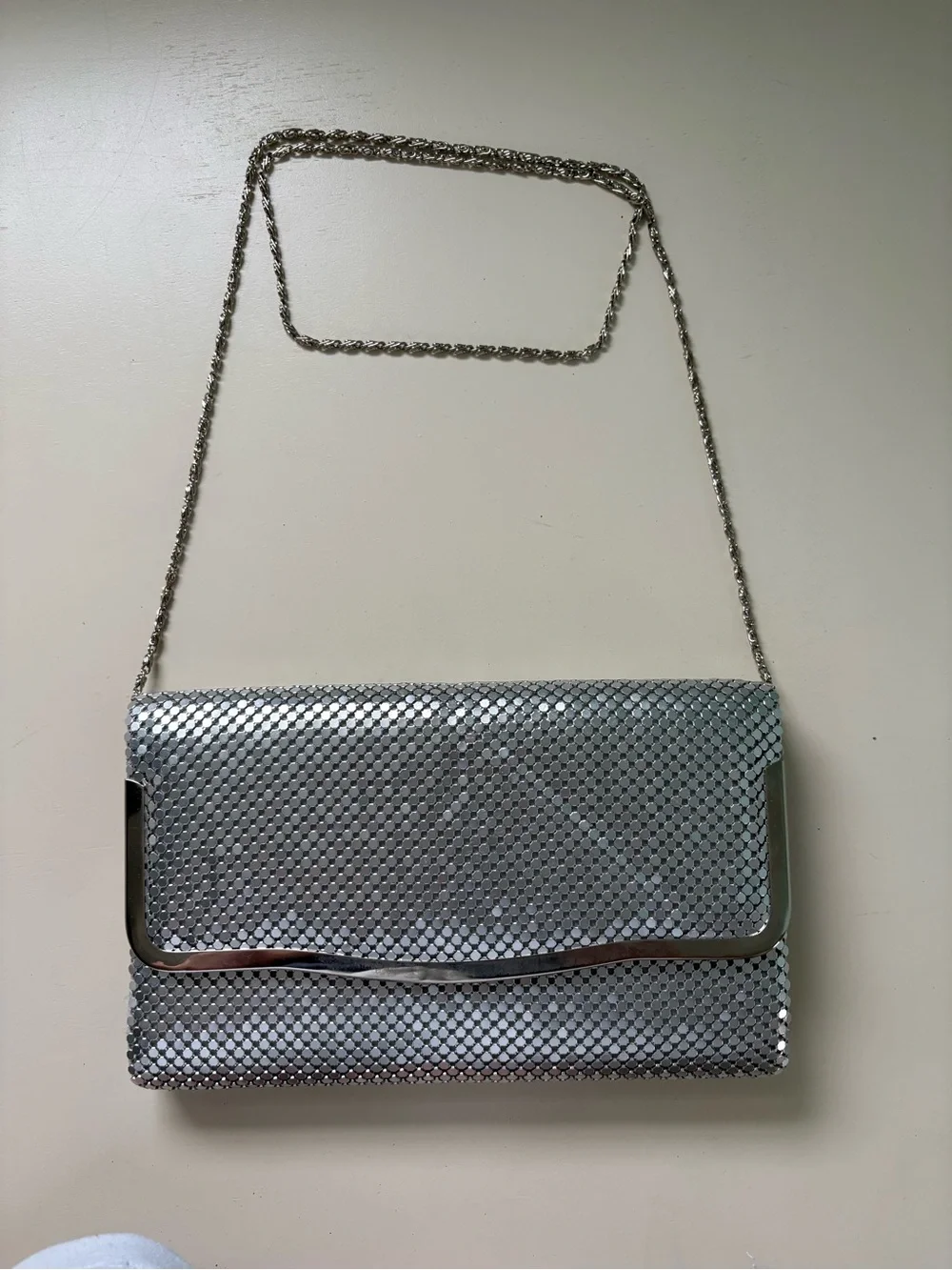 Silver Sequin Evening Clutch/Crossbody Combo - Elegant Women's Bag